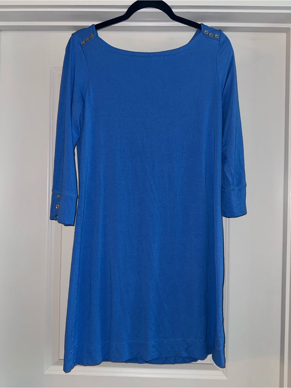 Lilly Pulitzer Cobalt Blue Long-Sleeve Shift Dress with Button Accents
